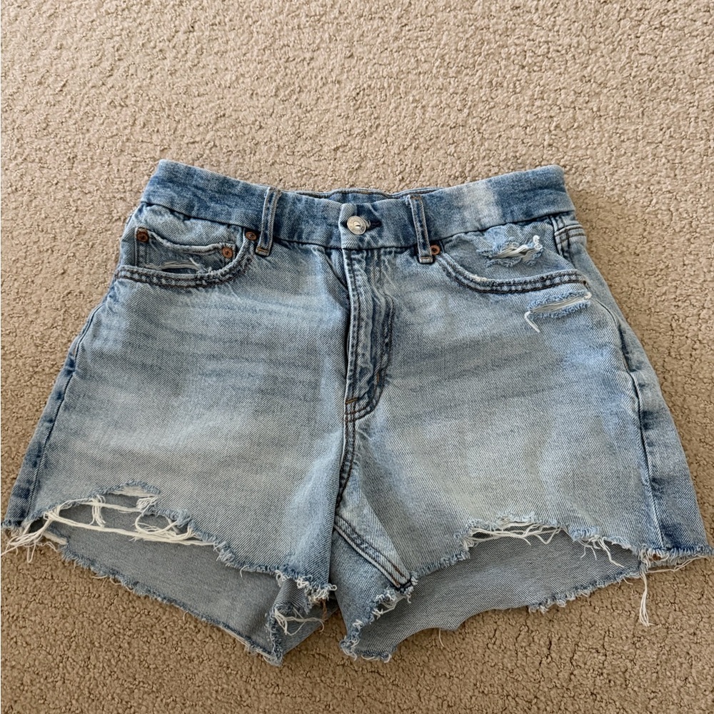 American eagle Distressed Light Blue Denim Shorts